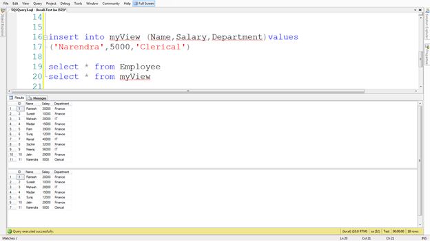 After the insertion select
